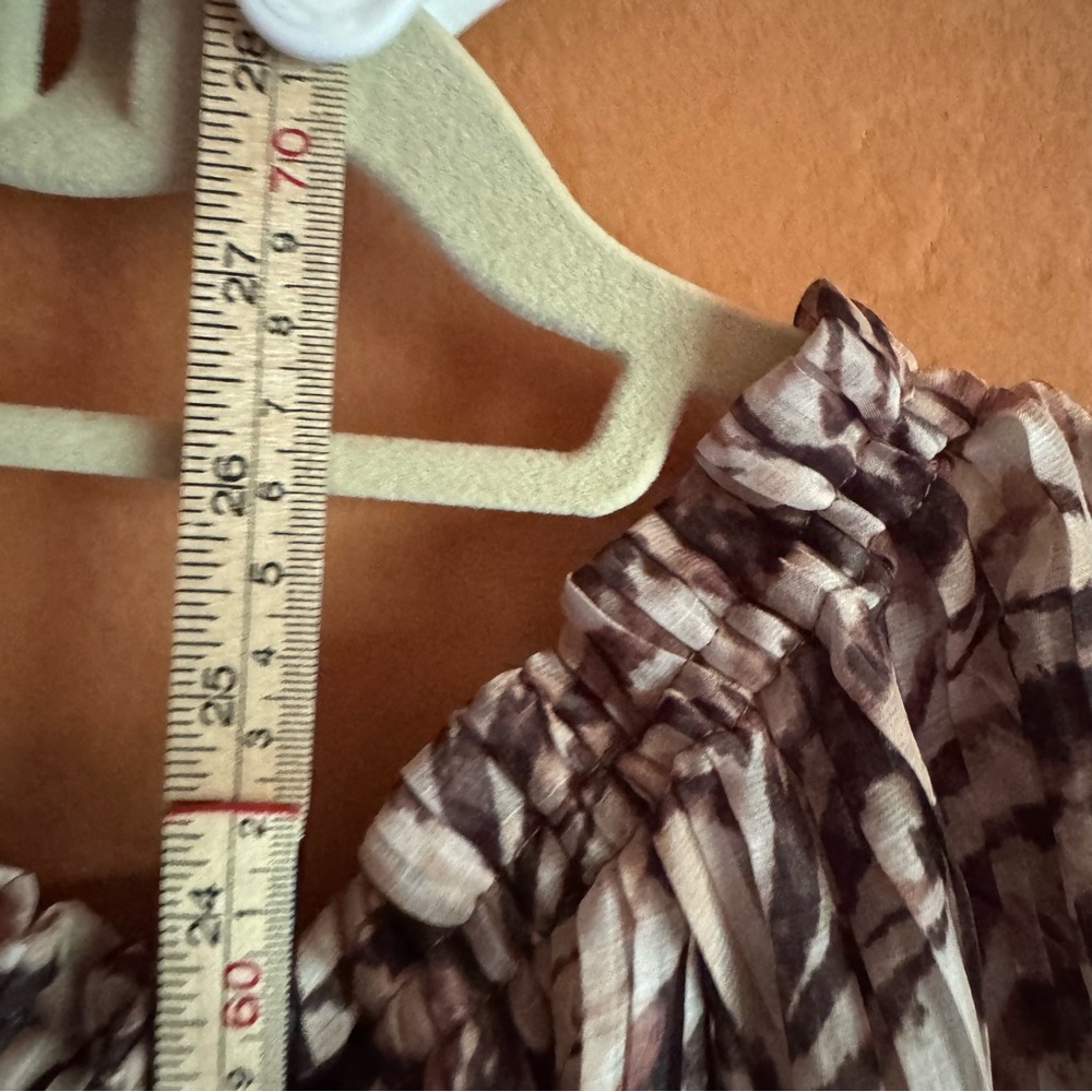 Ramy Brook Lined Pleated Blouse XL Elastic Neck Puff Sleeve - Picture 8 of 10